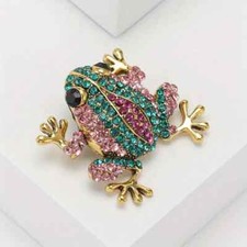 Frog Alloy Brooch Inlaid Shiny Rhinestone Corsage Personality Summer Trendy Gift