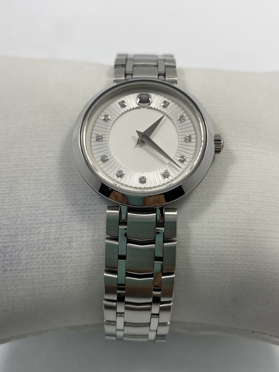 Movado 1881 Quartz Silver Diamond Dial Stainless Steel Ladies