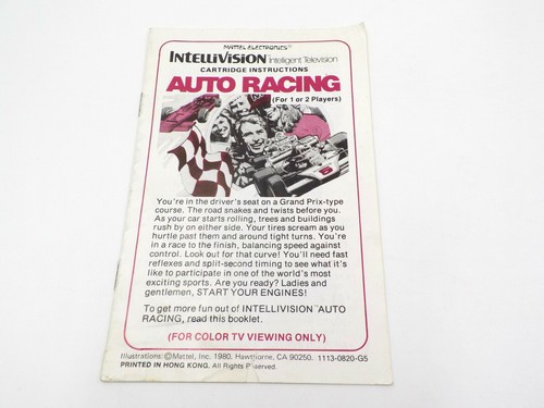 Intellivision Auto Racing Instructions & Overlays ~ No Game Cartridge ~ VTG 80s - Picture 4 of 6