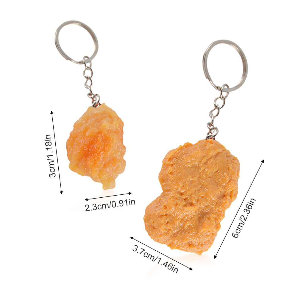 2pcs Joke Fast Food Gift Keychain Accessories Key Ring Gag Chicken