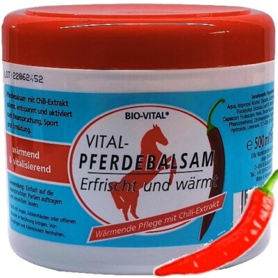 Bio-Vital Pferde balsam Pferdesalbe erfrischt & wärmt mit Chili-Extrakt 500ml