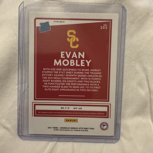 2021 Panini Chronicles Draft Picks Pink Prizm #202 Evan Mobley Rated Rookie - Foto 7 di 10