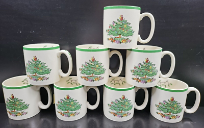 8 Spode Christmas Tree Mugs Set 9 Oz Holiday Green Tree Ivy Drink Coffee  Cup Lot | eBay