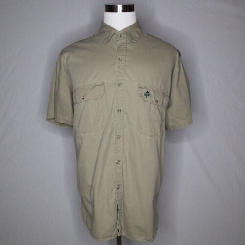 Vintage Mossy Oak Companions Button Up Short Sleeve Shirt Beige Tan Sz XL *Read* - Picture 2 of 8