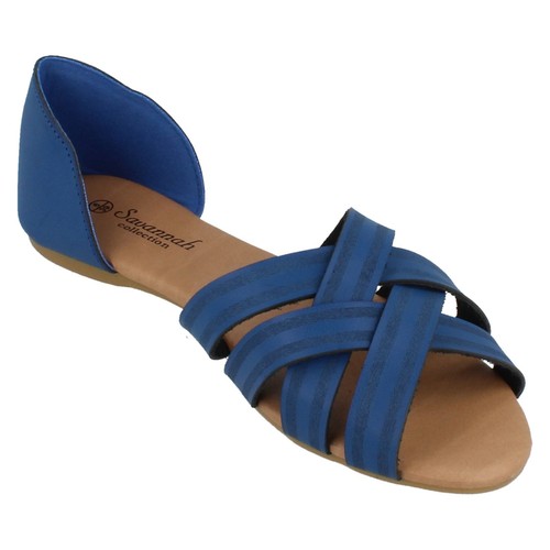 SALE flache Damenschuhe F0R0059 offene Zehenpartie Sandalen von Savannah Collection JETZT 2,99 £ - Bild 15 von 27