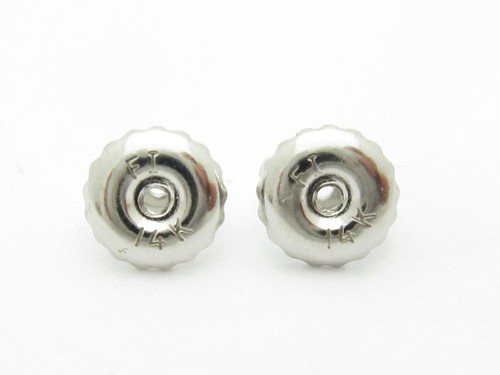 14k Solid White Gold Highest Quality Screw Back Replacement Backs for Studs - Picture 3 of 7