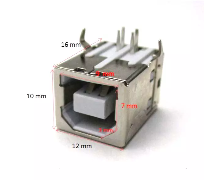 2pcs USB Type B Female Right Angle Port Connector for Solder PCB