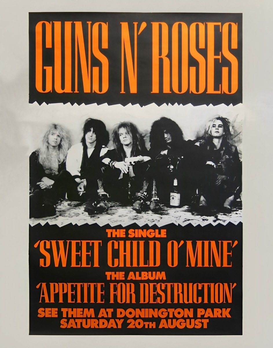 Guns N' Roses ポスター Poster: Guns N Roses #825 blacklight felt original vintage