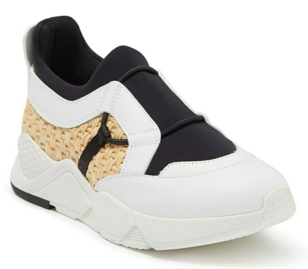 Robert Clergerie Salvy Womens White Leather Raffia Sneaker Shoe