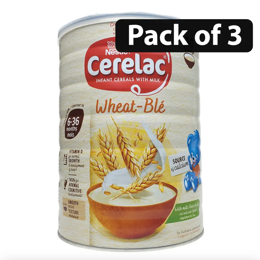 NESTLE Cerelac Wheat Infant Cereal With Milk Baby Food -  6  Months 1kg X 3