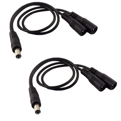 100x 5.5mm x 2.1mm DC Power Splitter Cable Cord 1 Male to 2 Female Port Pigtals