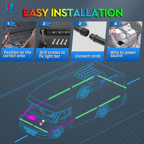 MICTUNING N8 RGBW LED Underglow Lights Bar for RVs, Underbody Neon Light Strips - Picture 7 of 12