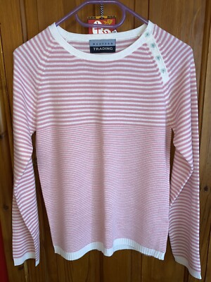 Freemans Western Trading rosa gestreifter Damenpullover Größe 12