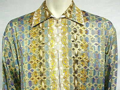 Chemise Homme Crème De Silk Métallique - Modèle France 7445, Petit Motif Grec, Taille S