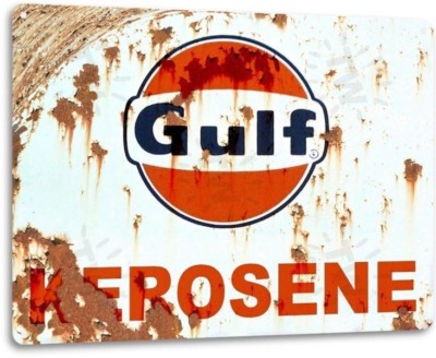 Gulf Kerosene Gas Oil Garage Shop Retro Vintage Rustic Wall Decor Metal ...