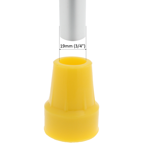 Walking Stick, Crutch Rubber Tips - Pair of Yellow Ferrules, Feet - 19mm & 22mm - Picture 5 of 6