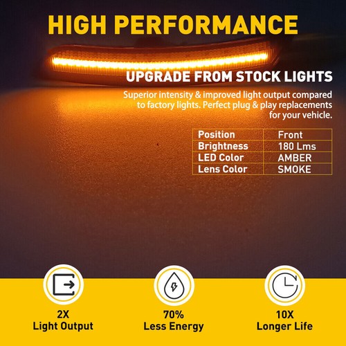 4X Black Lens Front&Rear Side Marker Lights LED Lamps For Chevy Camaro 2016-2023 - Picture 8 of 13