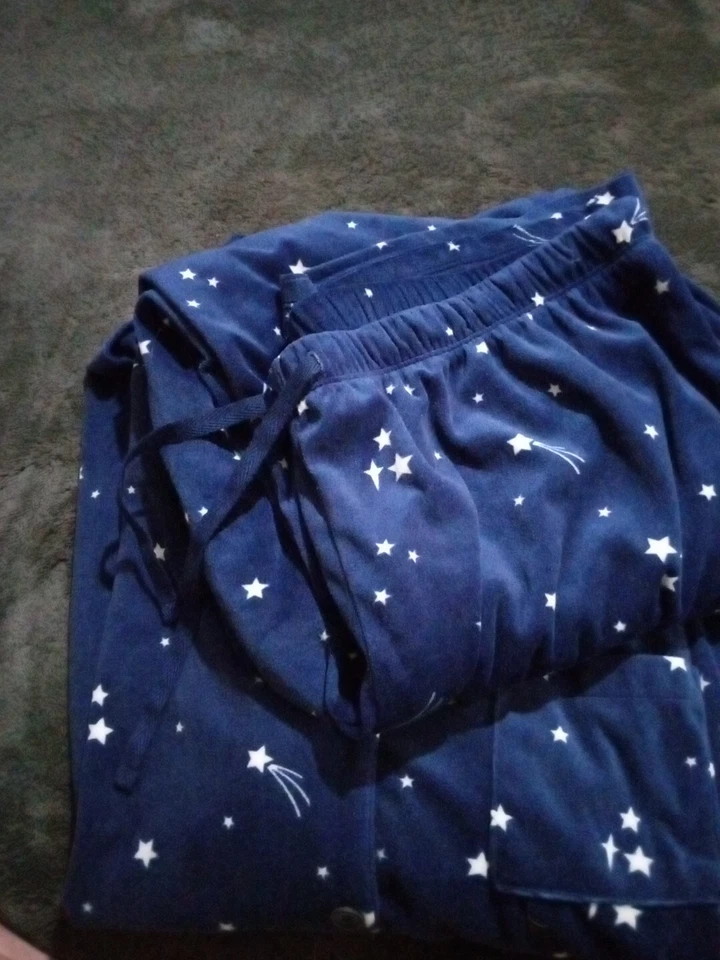 Conjunto de pijama Sonoma Intimates para mujer ~ estrellas fugaces 🌠 - terciopelo azul real ~ talla L Foto 3 de 3