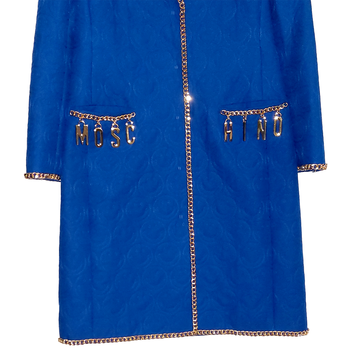 Moschino Couture Royal Blue Coat with Gold Logo by Jeremy Scott
