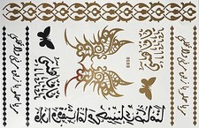 Flash Temporary Adhesive Tattoo Gold Black 9 Pieces Bracelet Necklace E28