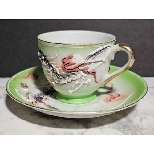 12 Gorgeous 1940s Betson Japan Dragonware Moriage Demitasse Creamer and Saucers - Picture 4 of 23