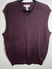 Cypress Links Sweater Vest Men's Large Golf Pullover Burgundy Navy Cotton