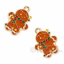Gingerbread Man Charms 23mm Christmas Enamel Pendants C941111 - 5, 10, 20PCs