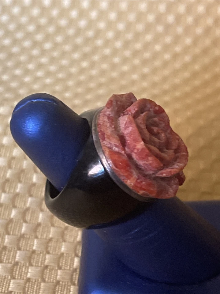 Anillo HSN DISEÑADOR ENORME GEN ÓNIX/CORAL TALLADO ROSA Y PLATA ESTERLINA TALLA 8 W17,52 g Foto 4 de 4