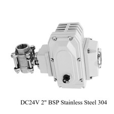DC24V 2" BSP Stainless Steel 304 Three-Piece Type Motorized Ball Valve NEW