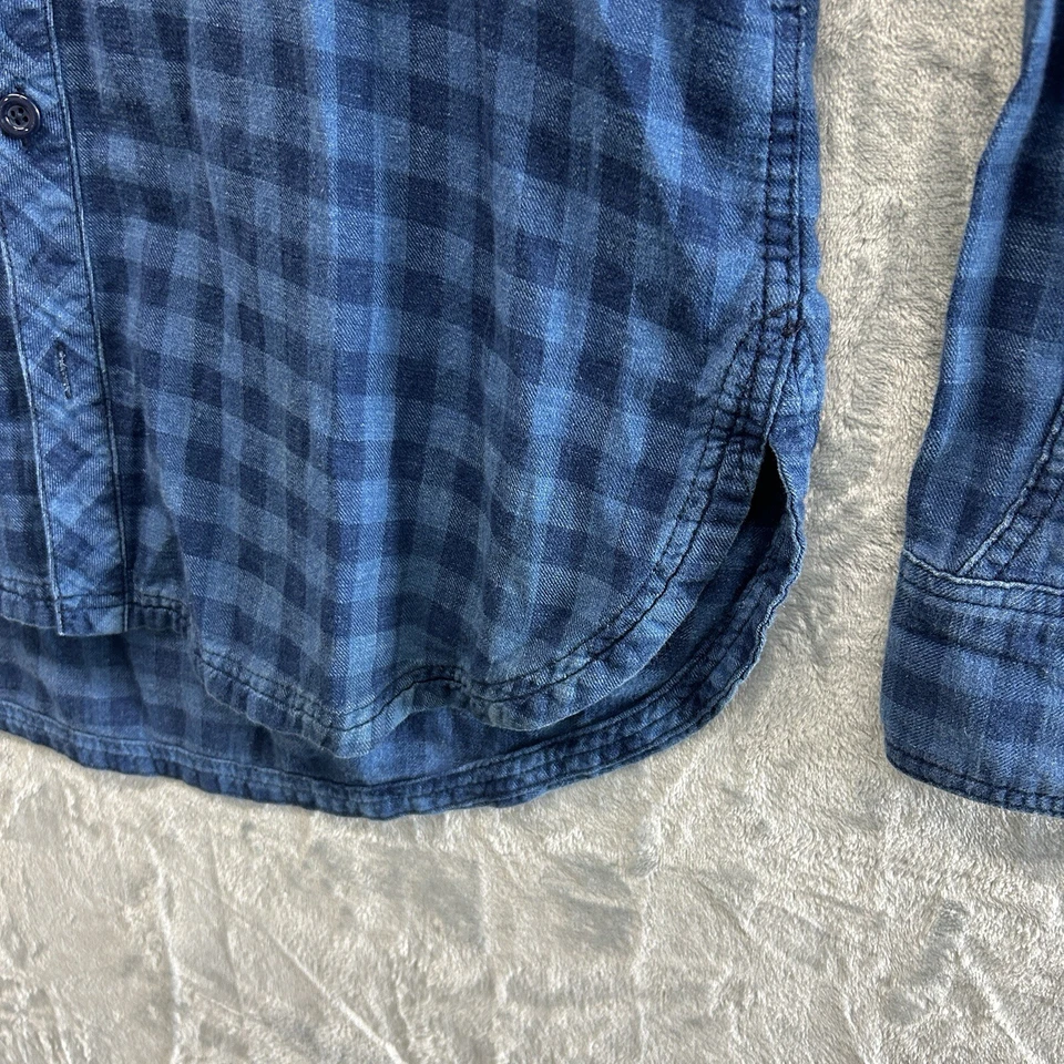 Camisa PRPS Goods & Co Para Hombres 2XL Azul Cuadros Franela con Capucha Cordón Dobladillo Curvo Foto 4 de 4