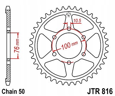 Pignon arrière JT 816 48 en acier carbone C49 premium pour moto Suzuki GSXR750