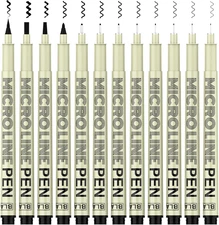 12-Pack Micro-Pen Fineliner Ink Pens for Art and Technical Drawing
