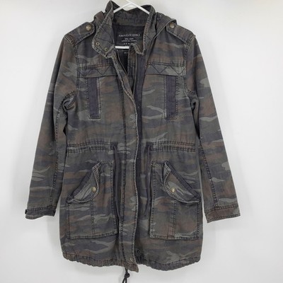 American Eagle Camo Military Jacket Hooded Utility Field Coat Size XS