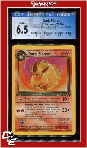 Dark Flareon (1st Edition) graded CGC 6.5 for sale on eBay