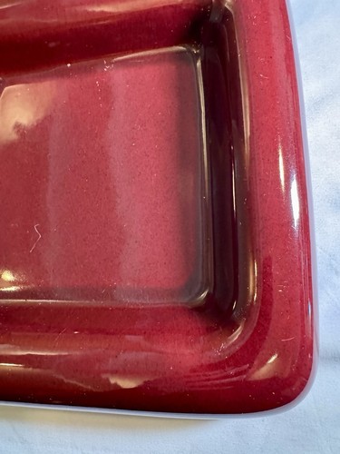 Vintage MCM Haeger Pottery #2177 Rolled Edge 10.5” Burgundy Square Dish READ - Picture 4 of 12