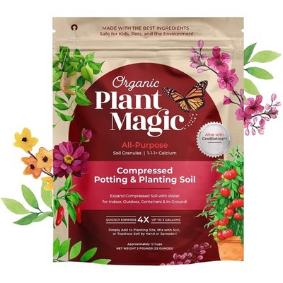 Eco-Friendly Compressed Organic Soil for Easy Gardening - 4X Expansion (2 lbs)