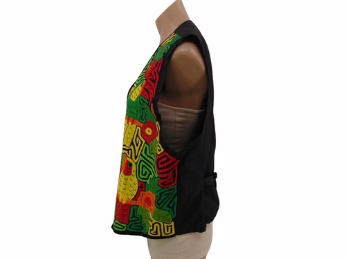 Indios Siamamola Toucan Embroidered Vest XXL Applique Floral Handmade Costa Rica - Picture 11 of 12