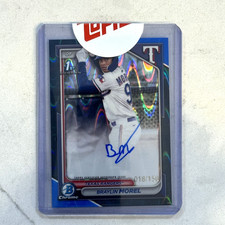 2024 Bowman Chrome Braylin Morel Auto Blue Lava Refractor 1st #/150 Rangers