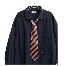 nanamica Navy Oversized Shirt L  AOKI Discontinued Silk Tie Japan Set F/S