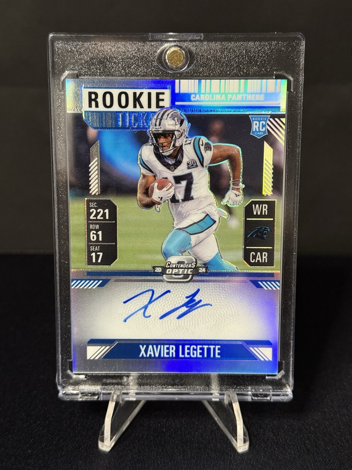 2024 Panini Contenders Optic Xavier Legette Rookie Ticket Silver Auto Panthers