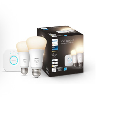 Philips - Hue White A19, 2 pack, Bluetooth 75W Smart LED Starter Kit -FREE S/H