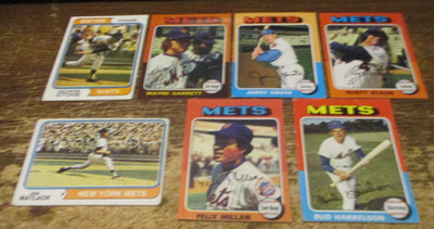 7) 1974-75 Topps NY Mets baseball cards Harrelson Grote Jon Matlack Millan Staub