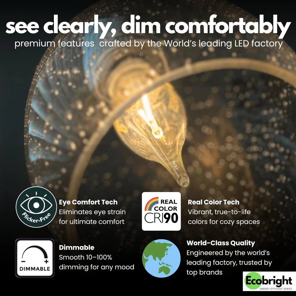 EcoBright BA11 CA11 LED Candelabra Bulbs Dimmable Filament Candle Lights 40W ... - Image 4 of 4