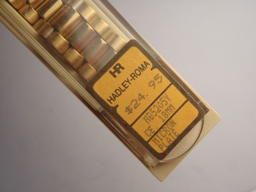 18mm HADLEY ROMA Watch Band Gold Micron Stainless Steel Curved End New Old Stock - Picture 10 of 24