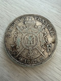 1867 BB 5 Francs France silver .900 lot 3240