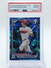 GRIFFIN BURKHOLDER 2024 BOWMAN DRAFT CHROME 1ST SAPPHIRE #BDC60 PSA 10 Q6972