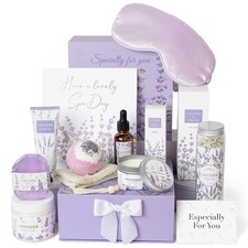 Frerdui Lavender Spa Gift Set for Women, 11 Pcs Bath Body Relaxing Kit