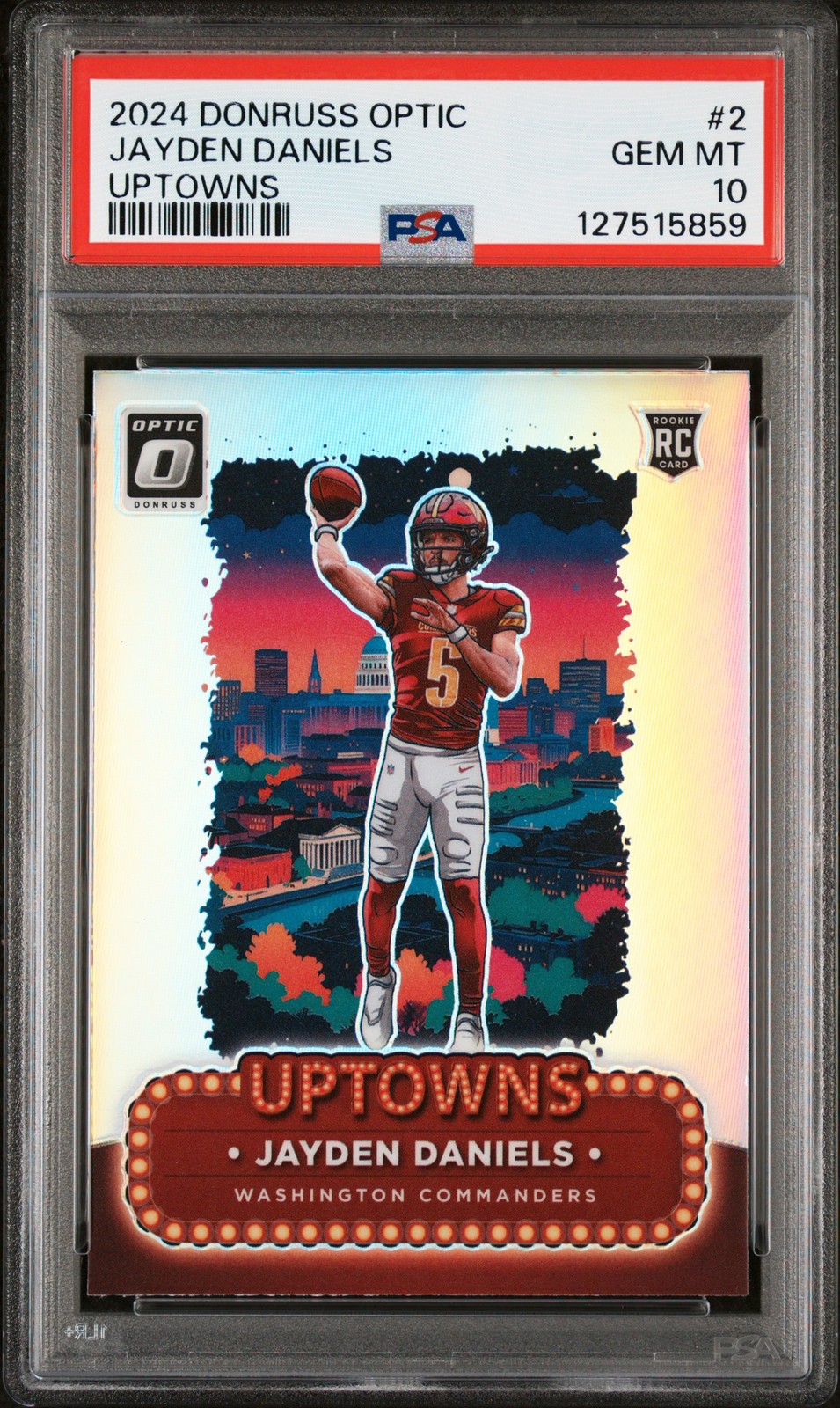 2024 PANINI DONRUSS OPTIC UPTOWNS #2 JAYDEN DANIELS PSA 10