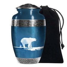 Polar Bear Decorative Urn for Human Ashes Adult Male  Female, 10 Inch 