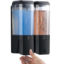 Shampoo Conditioner Dispenser 2 Chamber Wall Mount No Drill 2x500ml Bathroom